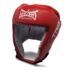 Geezers Leather TRG Boxing Headguard -Venum Sales geezers trg leather headguard red