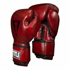 TITLE Boxing Blood Red Leather Bag Gloves